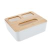 Paper Tissue Box Holder Bamboo Facial Tissue Box Desktop Remote Control Holder Organizer