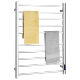 10 Bar Towel Warmer Wall Mounted Electric Heated Towel Rack with Built-in Timer