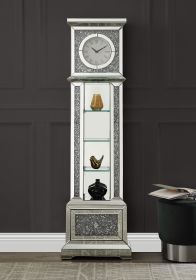 ACME Noralie GRANDFATHER CLOCK W/LED Mirrored & Faux Diamonds AC00348