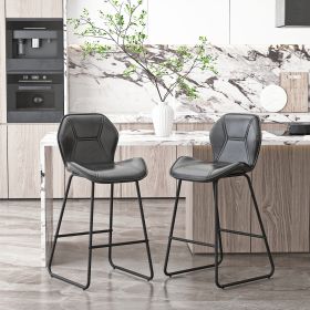 Set of 2; Leather Bar Chair with High-Density Sponge; PU Chair Counter Height Pub Kitchen Stools for Dining room; homes; bars; kitchens; Gray