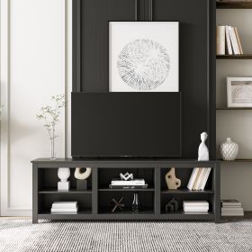 TV stand furniture with 6 storage compartments and 1 shelf cabinet; Black