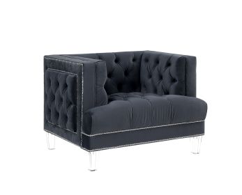 Ansario Chair; Charcoal Velvet 56462