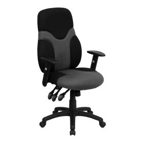 High Back Ergonomic Black and Gray Mesh Task Chair with Adjustable Arms [BT-6001-GYBK-GG]