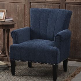 Accent Rivet Tufted Polyester Armchair ; Navy Blue