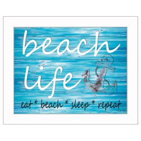 "Beach Life" By Cindy Jacobs; Printed Wall Art; Ready To Hang Framed Poster; White Frame