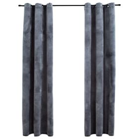 Blackout Curtains with Rings 2 pcs Anthracite 37"x95" Velvet