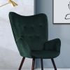 Modern Wingback Accent Armchair Living Room Tufted Velvet Upholstery; DARK GREEN