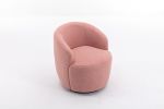 Teddy Fabric Swivel Accent Armchair Barrel Chair With Black Powder Coating Metal Ring; Light Pink