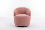 Teddy Fabric Swivel Accent Armchair Barrel Chair With Black Powder Coating Metal Ring; Light Pink