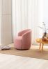 Teddy Fabric Swivel Accent Armchair Barrel Chair With Black Powder Coating Metal Ring; Light Pink