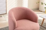 Teddy Fabric Swivel Accent Armchair Barrel Chair With Black Powder Coating Metal Ring; Light Pink