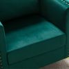 Modern Velvet Armchair Tufted Button Accent Chair Club Chair with Steel Legs for Living Room Bedroom; Green