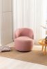 Teddy Fabric Swivel Accent Armchair Barrel Chair With Black Powder Coating Metal Ring; Light Pink