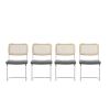 Set of 4; Leather Dining Chair with High-Density Sponge; Rattan Chair for Dining room; Living room; Bedroom; Gray