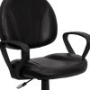 Mid-Back Black Leather Ergonomic Task Chair with Arms [BT-688-BK-A-GG]