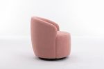 Teddy Fabric Swivel Accent Armchair Barrel Chair With Black Powder Coating Metal Ring; Light Pink