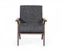 Modrest Candea Mid-Century Walnut and Grey Accent Chair