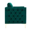 Modern Velvet Armchair Tufted Button Accent Chair Club Chair with Steel Legs for Living Room Bedroom; Green