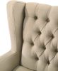 Irwin Beige Linen Button Tufted Wingback Chair