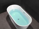 Acrylic Freestanding Bathtub-Acrylic Soaking Tubs, Oval Shape Freestanding Bathtubs With Chrome Overflow and Pop Up Drain