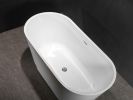 Acrylic Freestanding Bathtub-Acrylic Soaking Tubs, Oval Shape Freestanding Bathtubs With Chrome Overflow and Pop Up Drain