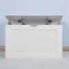 White Lift Top Entryway Storage Cabinet with 2 Safety Hinge, Wooden Toy Box