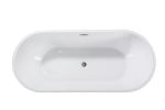 Acrylic Freestanding Bathtub-Acrylic Soaking Tubs, Oval Shape Freestanding Bathtubs With Chrome Overflow and Pop Up Drain