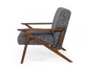 Modrest Candea Mid-Century Walnut and Grey Accent Chair