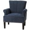 Accent Rivet Tufted Polyester Armchair ; Navy Blue