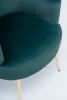 Velvet Accent Armchair Tub Barrel Chair With Gold Metal Legs; Dark Green