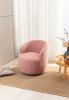 Teddy Fabric Swivel Accent Armchair Barrel Chair With Black Powder Coating Metal Ring; Light Pink