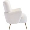 [EAT 3.3]Modern Teddy Short Plush Particle Armchair; Accent Chair with Golden Metal Legs and High Back for Living Room; Lounge; White