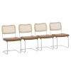 Set of 4; Leather Dining Chair with High-Density Sponge; Rattan Chair for Dining room; Living room; Bedroom; Brown