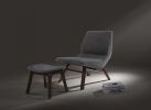 Modrest Whitney Modern Grey & Walnut Accent Chair & Ottoman