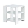 Square side table; simple style design; 3-tier end table; wood living room nightstand; bedroom; easy assembly; 1-pack; white