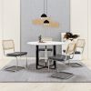 Set of 4; Leather Dining Chair with High-Density Sponge; Rattan Chair for Dining room; Living room; Bedroom; Gray