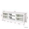 TV stand furniture with 6 storage compartments and 1 shelf cabinet; White