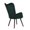 Modern Wingback Accent Armchair Living Room Tufted Velvet Upholstery; DARK GREEN