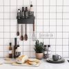 Shelf with a storage basket and five hooks - Black