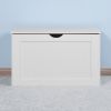 White Lift Top Entryway Storage Cabinet with 2 Safety Hinge, Wooden Toy Box