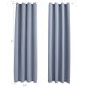 Blackout Curtains with Rings 2 pcs Gray 54"x95" Fabric