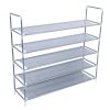 Simple Assembly 5 Tiers Non-woven Fabric Shoe Rack with Handle Gray XH