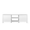 TV stand furniture with 6 storage compartments and 1 shelf cabinet; White