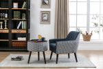 Casual Living Room Accent Chair and Side Table w Storage Blue Color Comfortable Contemporary Living Room Furniture