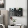 Shelf with three storage baskets and three hooks - Black