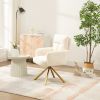 Off White Cashmere Contemporary High-Back Upholstered Swivel Accent Chair