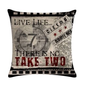 Home Retro Movie Subtitles Sofa Office Linen Pillowcase (Option: 1style-45x45cm)