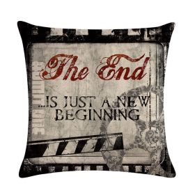 Home Retro Movie Subtitles Sofa Office Linen Pillowcase (Option: 3style-45x45cm)