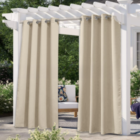 Solid Color Outdoor Waterproof And Sun Protection UV Protection High Precision Black Silk Shading Curtain (Option: Beige-107 Ã— 164cm)