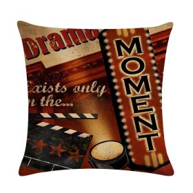 Home Retro Movie Subtitles Sofa Office Linen Pillowcase (Option: 14style-45x45cm)